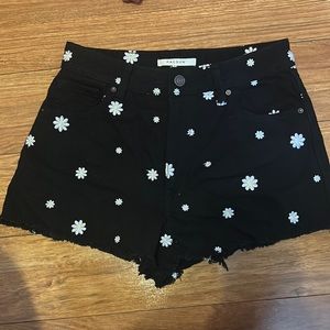 Pacsun high rise black with flowers mom jean shorts